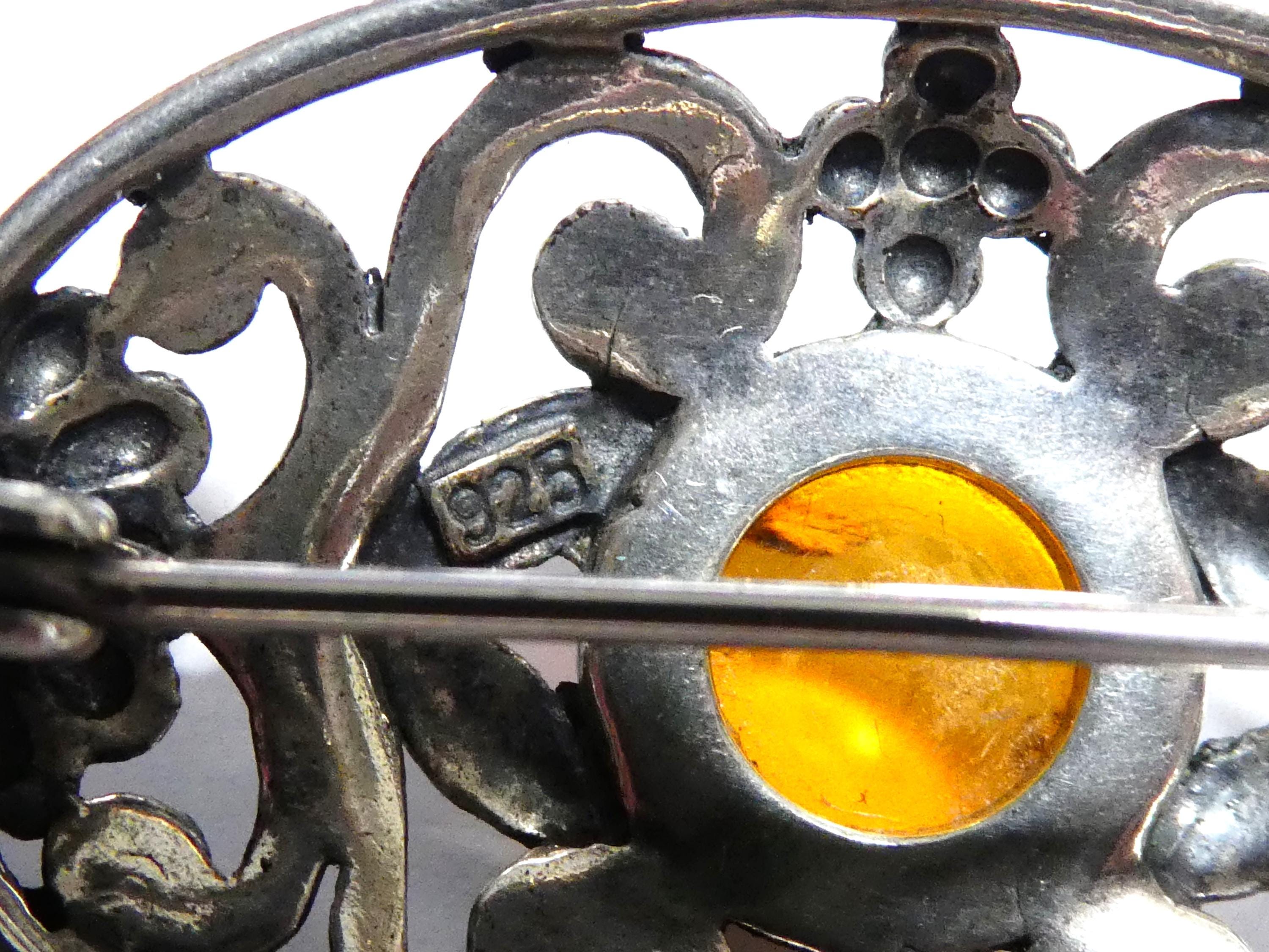 Bijoux ancien broche ambre argent art nouveau - Montres & Bijoux
