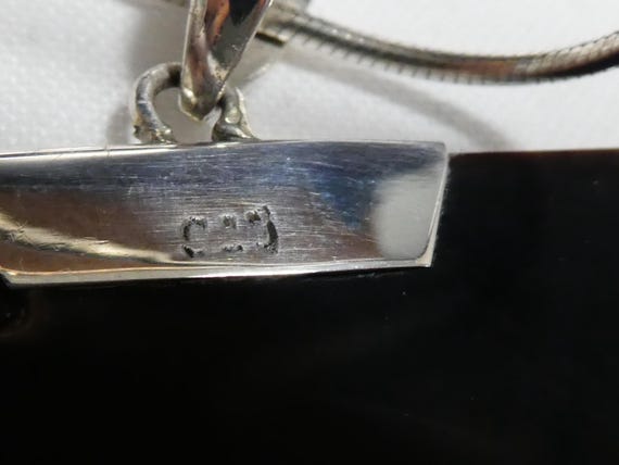 PENDANT Necklace Triangular Silver 925 Blue Shell… - image 8