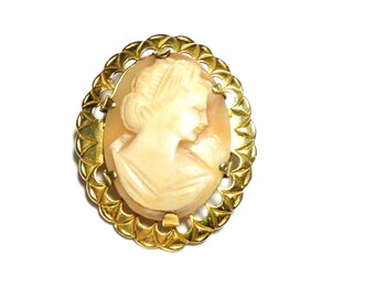Broche Vintage Années 1920/30 Signée Maurice Lespous - Camée Bakélite Cerclé Argent Et Marcassite
