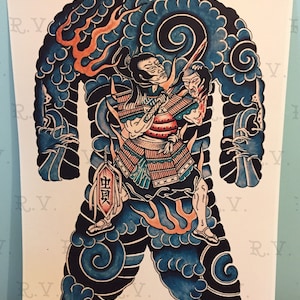 Samurai tattoo - Etsy España