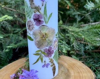 Pressed Flower Tall Pillar Candle - 3 inch by 9 inch