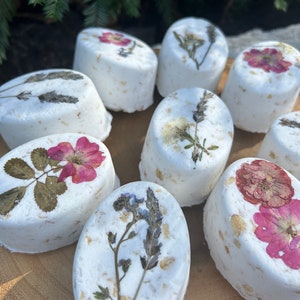 Aromatherapy (Rose & Ylang Ylang) Botanical Bath Bombs with Pressed Flowers, Gift Set of 2, Floral Gifts, Bridesmaid Gifts, Nature Gifts