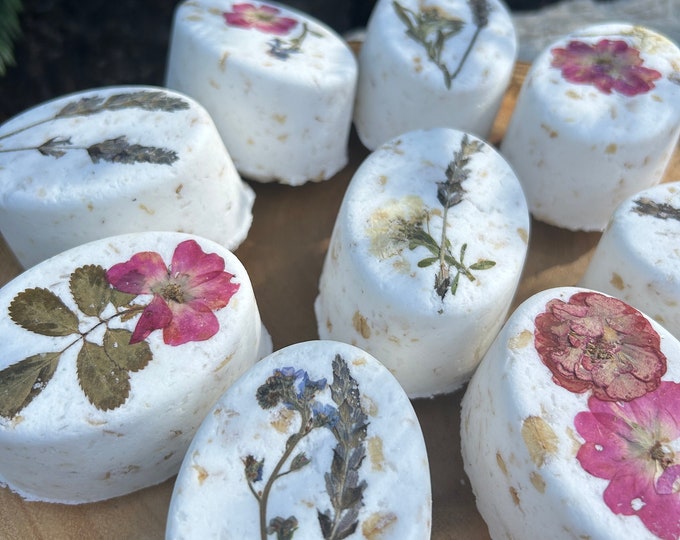 Aromatherapy (Rose & Ylang Ylang) Botanical Bath Bombs with Pressed Flowers - Gift Set of 2