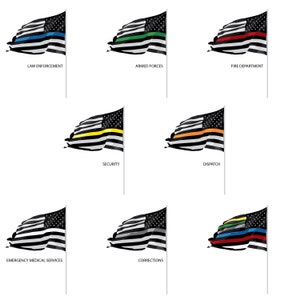 Realistic Support Stripe American Flag Vector Police Fire Security Dispatch EMS Corrections Armed Forces Colored Flags