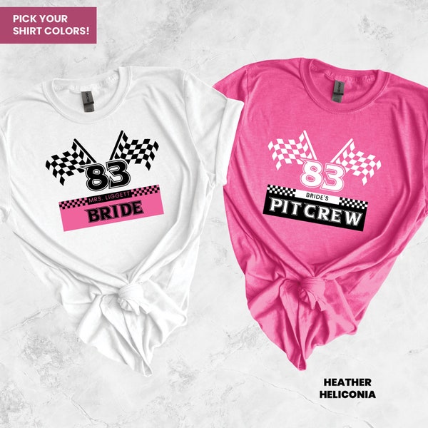 Bride's Racing Bachelorette Shirts, Pit Crew Bach Shirts, Nascar, raceday vibes, racing lover shirts, custom racing tees, unique party tees