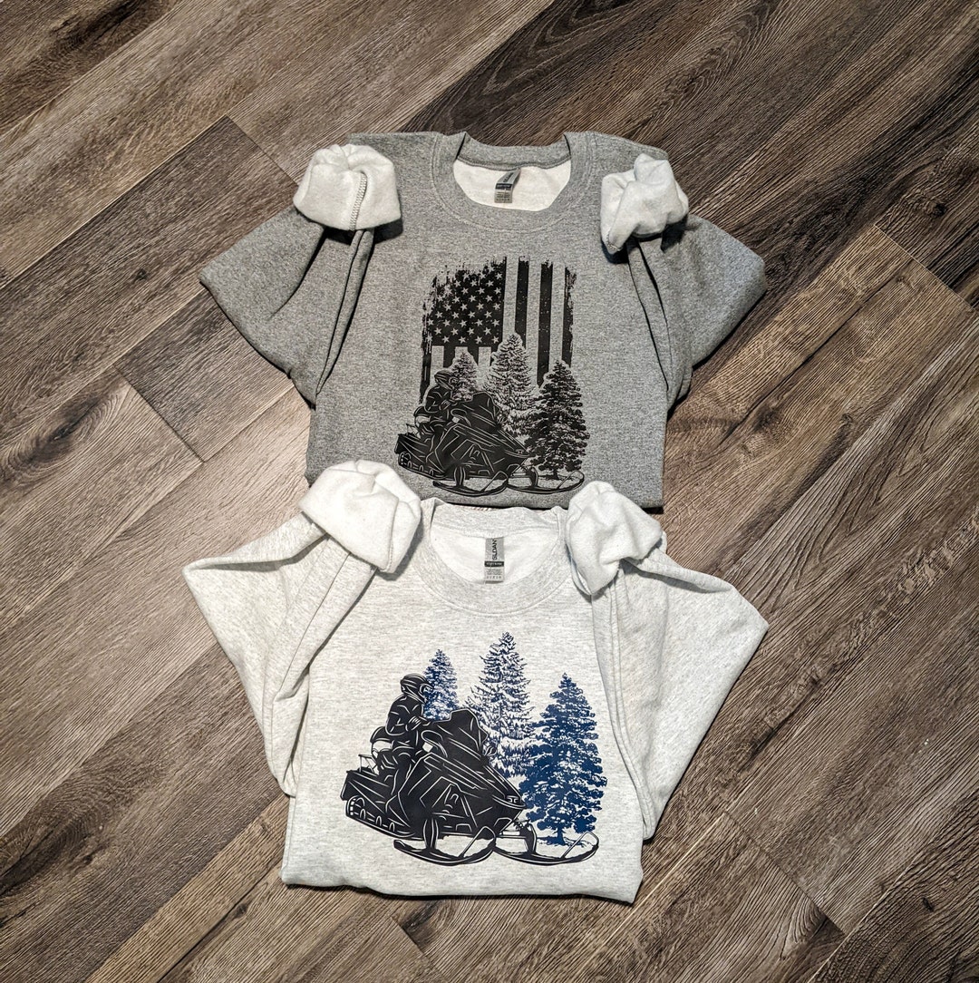 Winter Snow Snowmobile Sled Carving Crewneck Sweatshirt Etsy