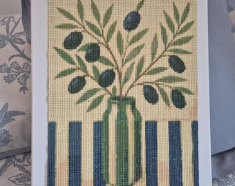 Mediterrane Olivenbaum Diamant Kunst Bild auf 40 x 30 cm Leinwand