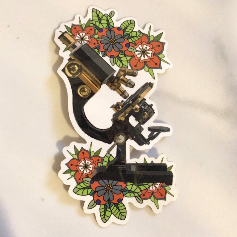 Floral Microscope Vinyl Sticker - Etsy