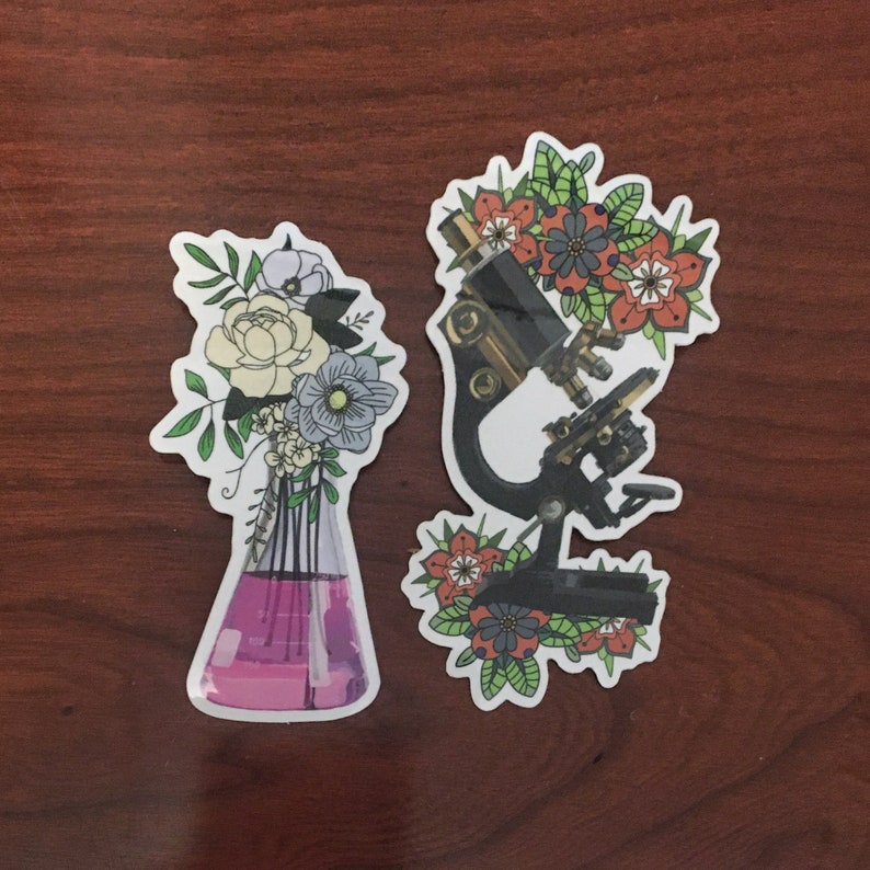Floral Microscope Vinyl Sticker - Etsy