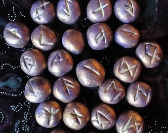 Handmade Clay Runes For Divination.