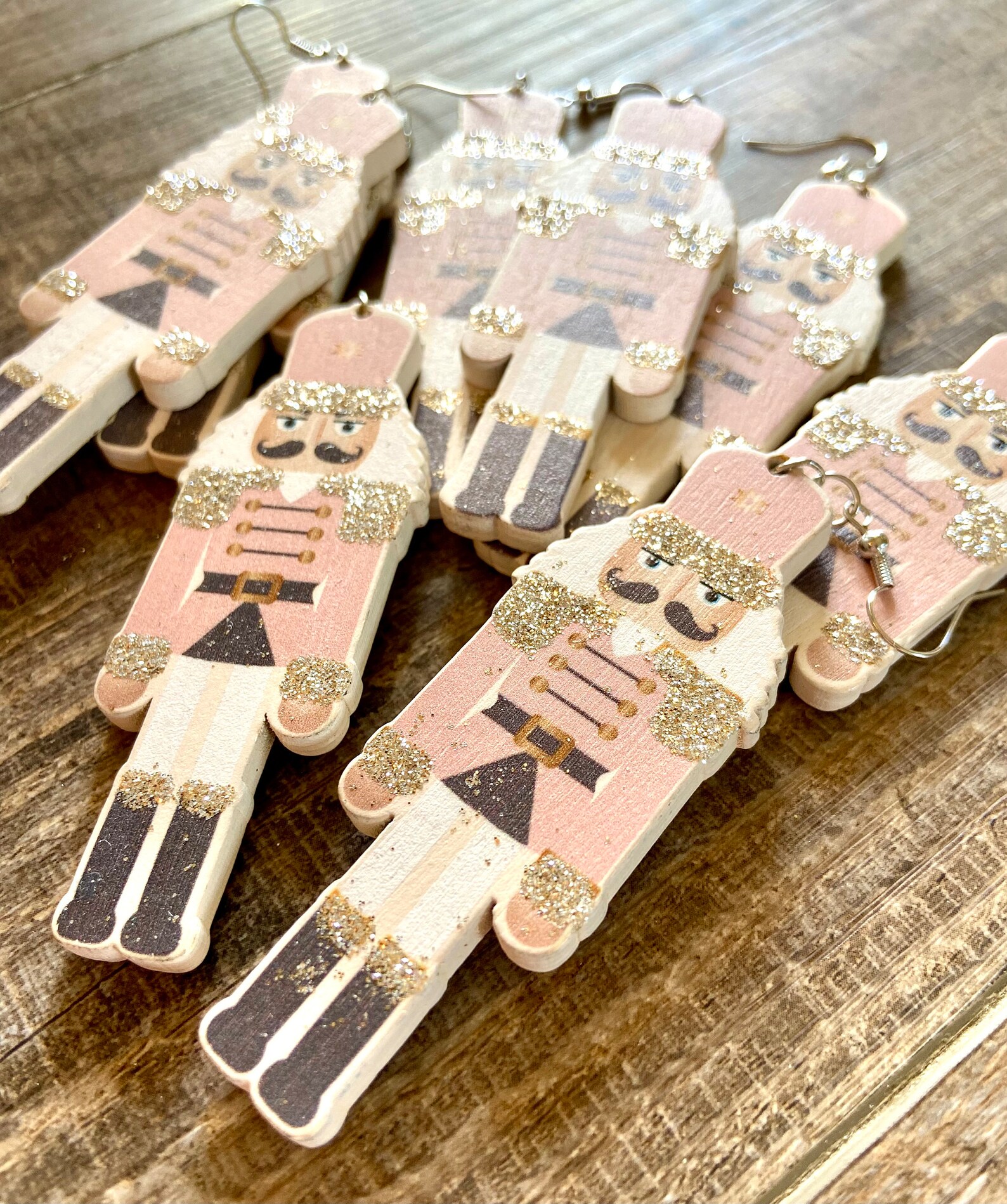 Whimsical Nutcracker Christmas Earrings Pink Nutcracker Etsy