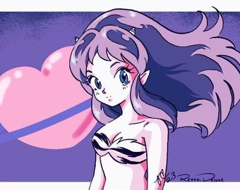 Lum Invader Urusei Yatsura Purple 80s Anime Vinyl big sticker