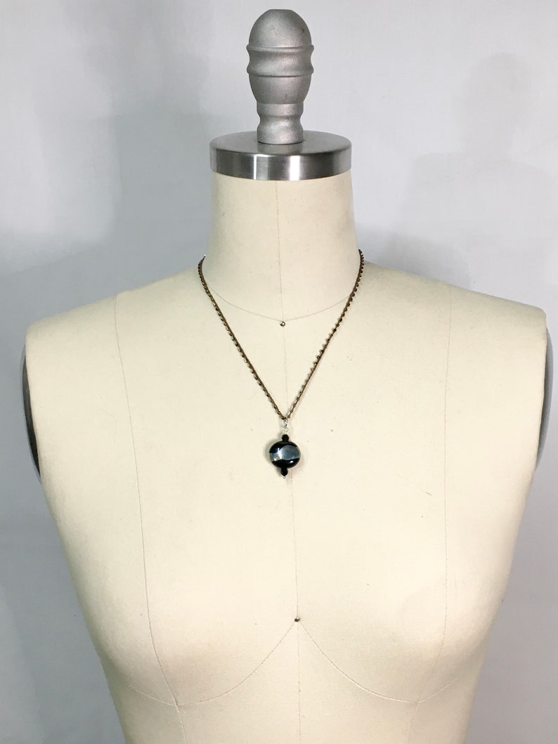 Handmade Lampwork Glass Necklace w Beaded Chain