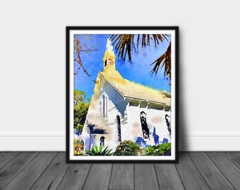 Country Church Print-Architecture prints-Digital Art prints-Wall Art Prints-Decor Art Prints