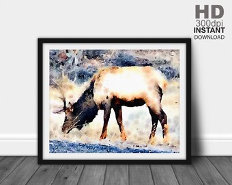 Elk Digital Art, Nature Wall Art, Nature Art Prints, Nature Artwork, Landscape Artwork, Landscape Digital Art