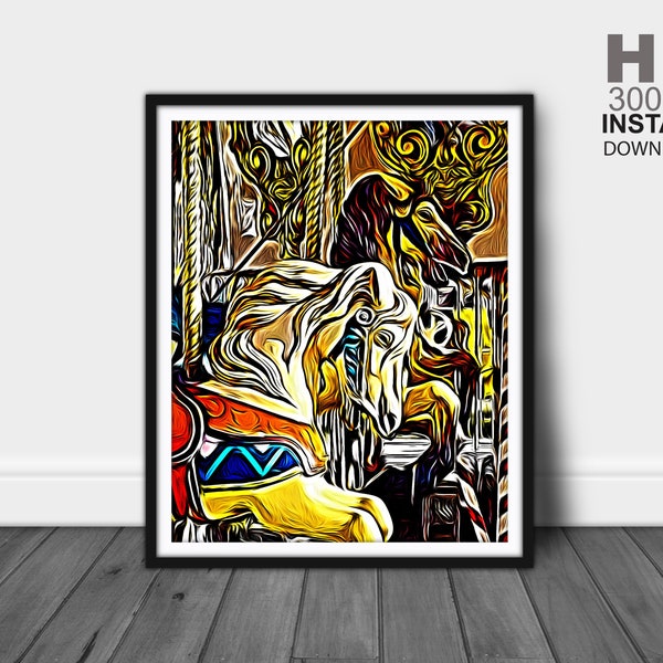 Carousel Wall Decor, Merry Go Round Wall Art, Horse Wall Art, Carousel Wall Art, Animal Wall Decor, Carnival Art Prints, Horse Art Prints