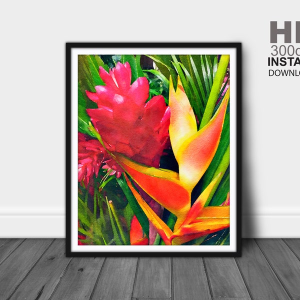 Tropical Flowers Wall Decor, Flower Wall Decor, Flower Wall Art, Floral Wall Art, Floral Wall Decor, Flower Art Prints