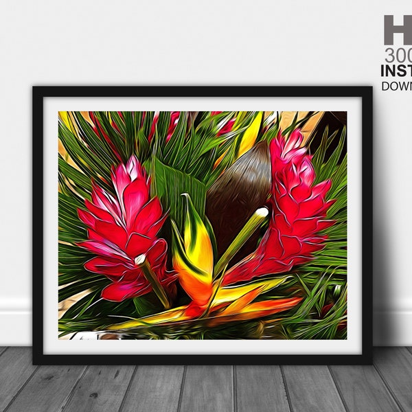 Tropical Flowers Print, Flower Wall Decor, Flower Wall Art, Floral Wall Art, Floral Wall Decor, Flower Art Prints