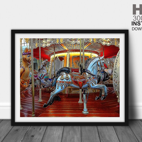 Carousel Horse-Carnival-Print-Digital Art Prints-Wall Art Prints-Decor Art Prints