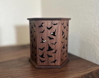 Halloween Tea Light Holder – Bats & Witch Hats Design