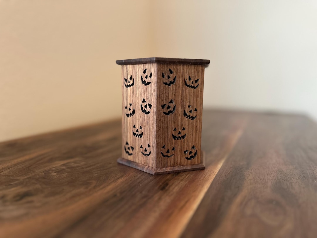 Halloween Jacko’lantern Luminary Handcrafted Solid Walnut Wooden