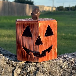 Rustic Wooden Pumpkin Lantern – Fall & Halloween Decor