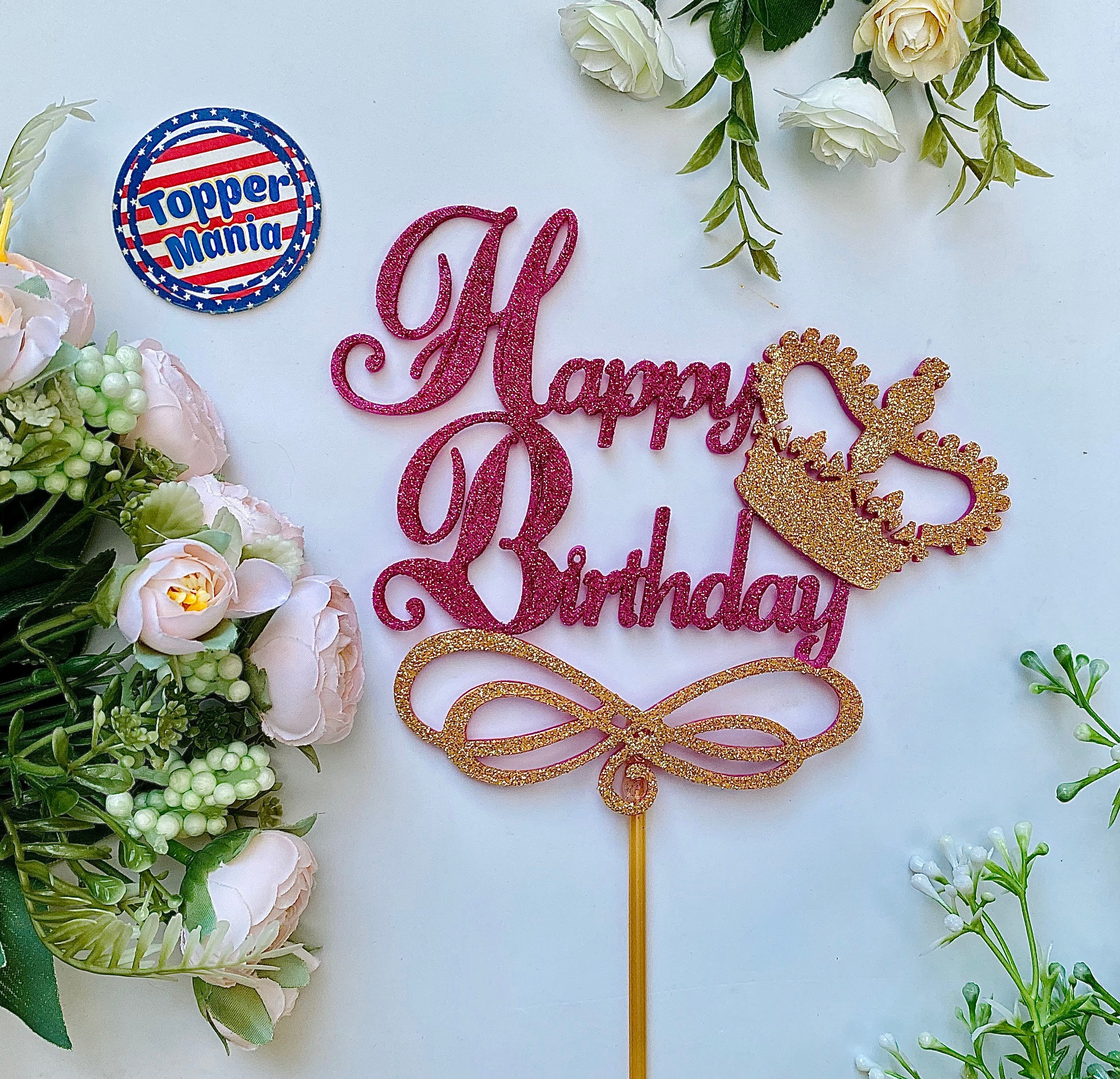 Exclusive Happy Birthday cake topper with a gold crown 14 Etsy