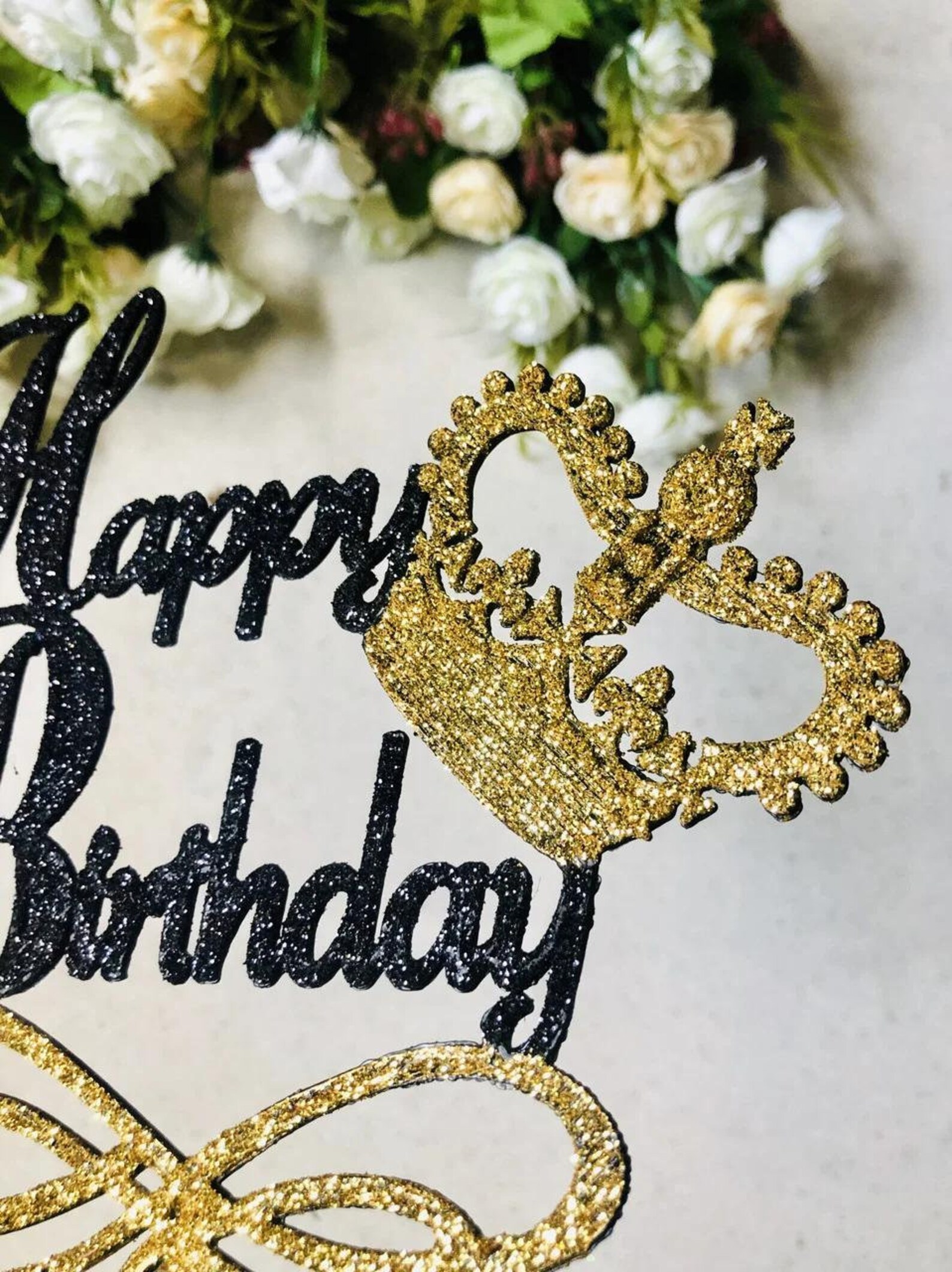 Exclusive Happy Birthday cake topper with a gold crown 14 Etsy