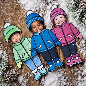 Winter Clothes Photo Craft Printable, Winter Craft for Preschool & Kindergarten, Classroom Bulletin Board Activity