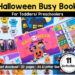 Halloween Busy Book Printable, Toddler Learning binder, Quiet Book Pdf, Preschool Activity Book, File Folder