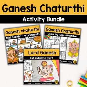 Ganesh Chaturthi Activity Bundle: Coloring Pages, Craft, Booklet (Printable set)