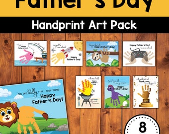 Father's Day Handprint Art, Father's day card printable, DIY Fathers day Handprint Cards, Handprint Craft,