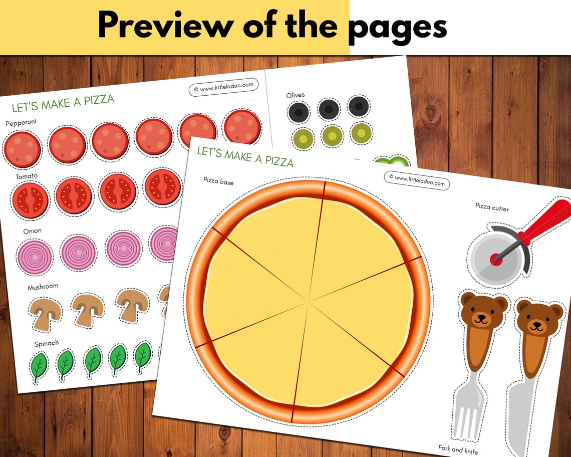 Printable Pizza set Make your own pizza and Pretend play | Etsy