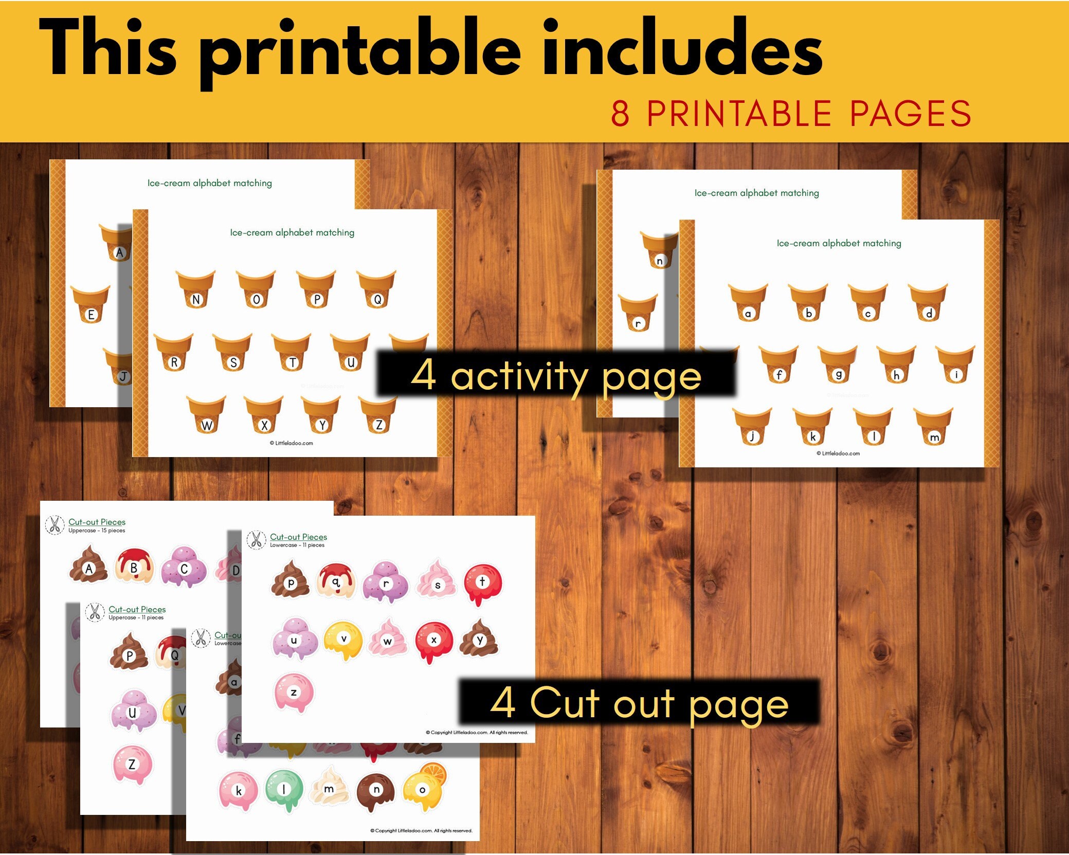 ice cream alphabet matching printable preschool busy book etsy