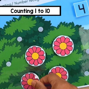 Flowers counting 1 to 10 - Toddler busy book printable