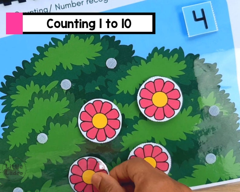 Flowers counting 1 to 10 - Toddler busy book printable