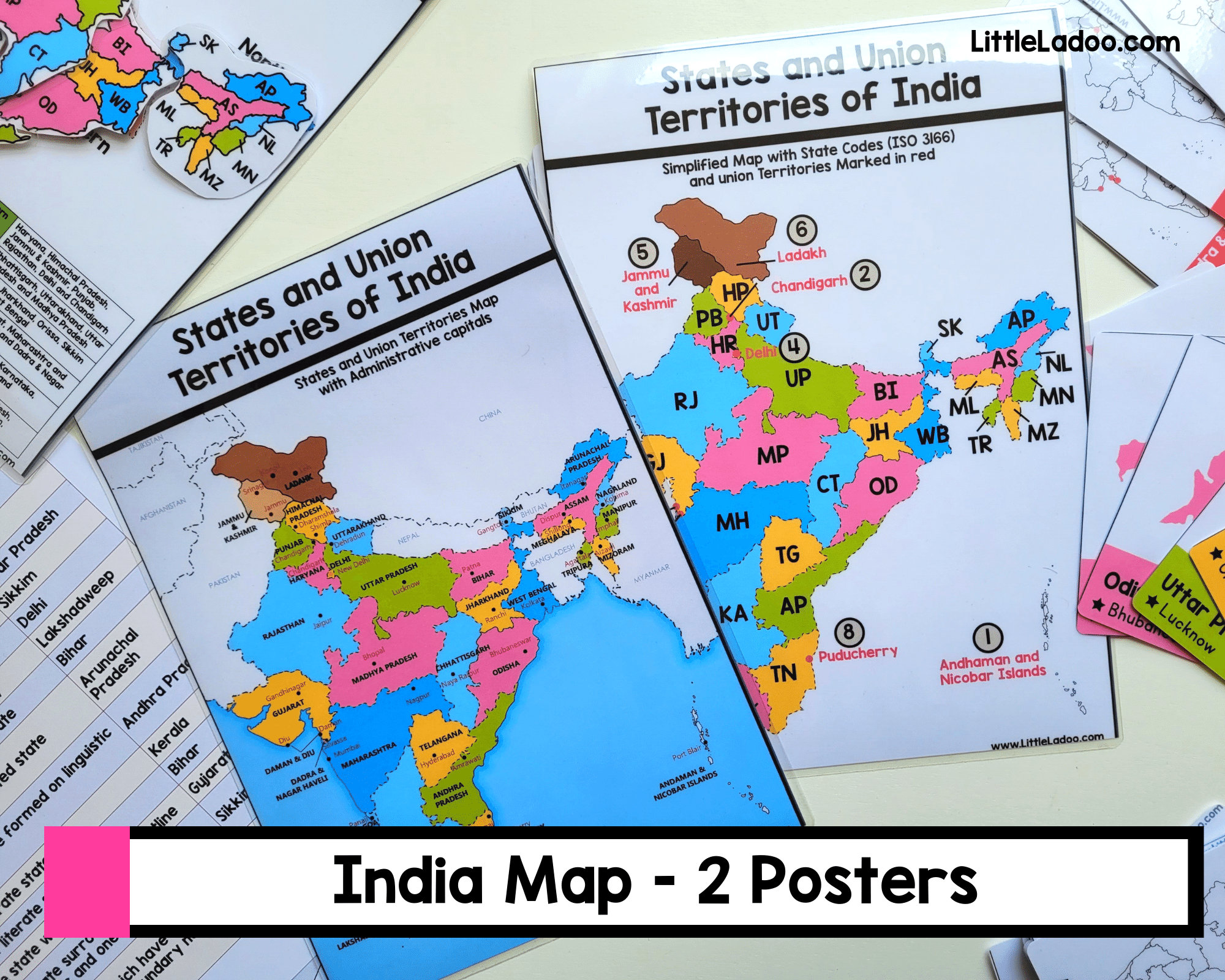 Indian States and Union Territories - Printable Pack With Flashcards ...