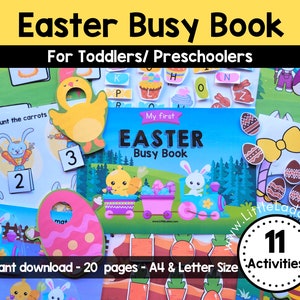 Easter Busy Book Printable, Toddler Learning Binder, Homeschool Learning File Folder Games , Preschool Activity Book,  Printable Quiet book
