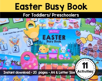 Easter Busy Book Printable, Toddler Learning Binder, Homeschool Learning File Folder Games , Preschool Activity Book,  Printable Quiet book
