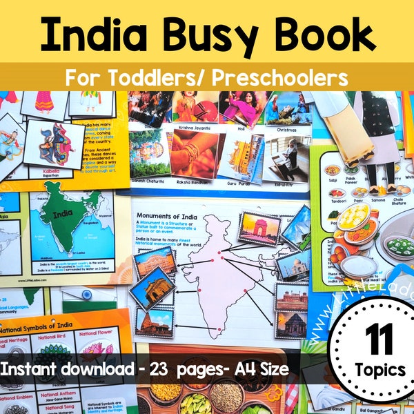 Indien Busy Buch zum Ausdrucken, Indien Lerneinheit, Indien Lernbinder