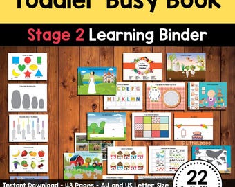 Toddler Busy Book, Toddler Learning Binder, Learning folder, Preschool Prep binder, Printable Quiet book, Busy Binder