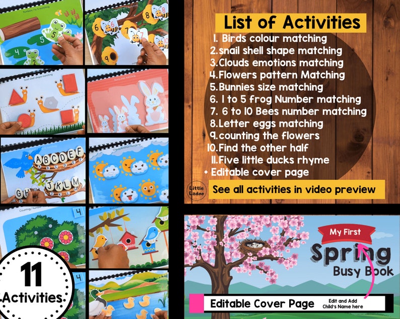 Spring busy book activities - Spring printable - hands-on learning