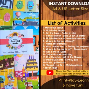 Toddler Busy Book Printable - First Learning Binder, Printable Quiet ...