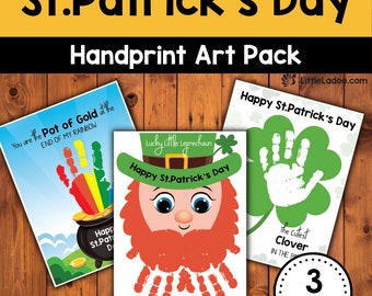 St. Patrick's Day handprint Craft Template, St. Patrick's Day Handprint Art Activity, DIY St. Patrick's Day Cards