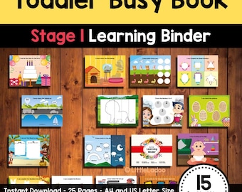 Toddler Busy Book Printable - First Learning Binder, Printable Quiet Book, Homeschool Binder, Toddler Printables