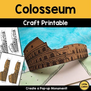 Colosseo da stampare / Monumento romano pop-up in 3D per bambini / Attività sull'antica Roma / Lavoretto di storia per la scuola domestica in formato PDF