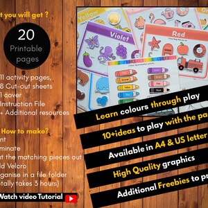 Colours Busy Book Printable, Toddler Learning Binder, Colour Matching ...