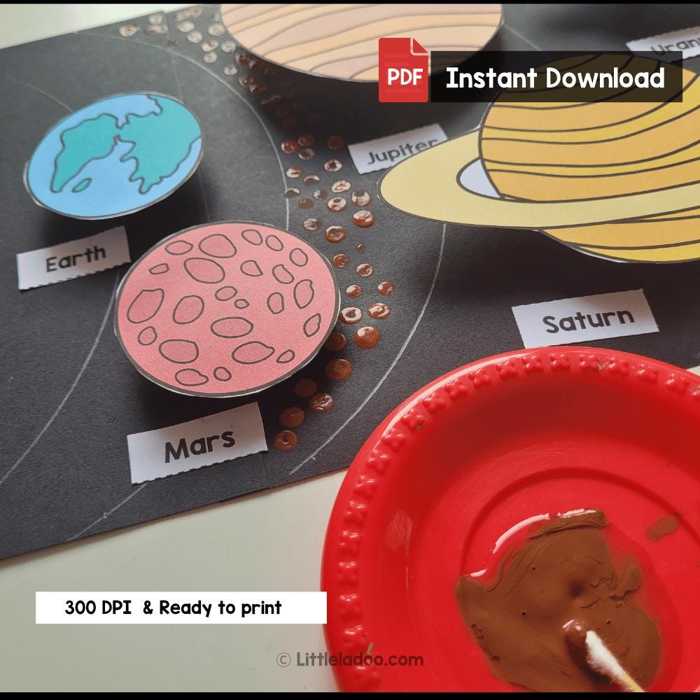 Solar System Craft Printable Planets Craft for Kids Etsy