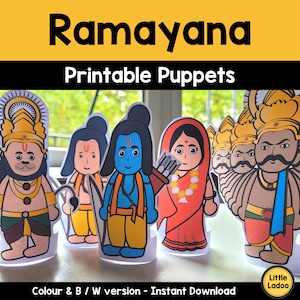 Ramayana Printable Puppets, Ramayana 3D craft Template, Ramayana printable