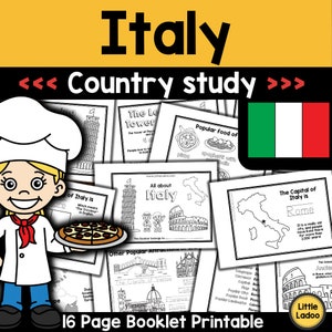 Folleto de estudio de país de Italia imprimible, estudio de unidad de Italia imprimible